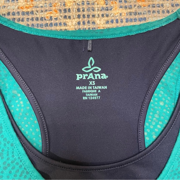 NWOT PrAna Racerback Double Lined Tank Top Teal Blue Size XS Active Running Gym - Picture 8 of 8